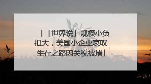 「世界说」规模小负担大，美国小企业哀叹生存之路因关税被堵