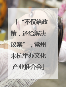 “不仅给政策，还给解决议案”，常州来杭举办文化产业推介会