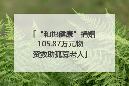 “和也健康”捐赠105.87万元物资救助孤寡老人