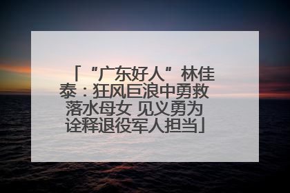 “广东好人”林佳泰：狂风巨浪中勇救落水母女 见义勇为诠释退役军人担当