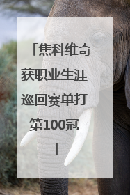 焦科维奇获职业生涯巡回赛单打第100冠