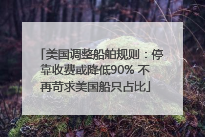 美国调整船舶规则：停靠收费或降低90% 不再苛求美国船只占比