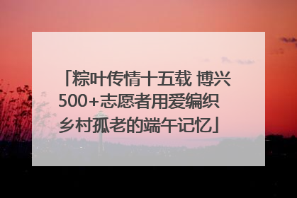 粽叶传情十五载 博兴500+志愿者用爱编织乡村孤老的端午记忆
