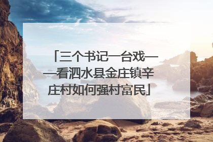 三个书记一台戏——看泗水县金庄镇辛庄村如何强村富民