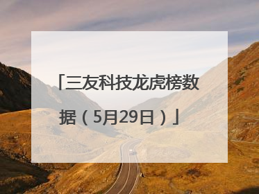 三友科技龙虎榜数据（5月29日）
