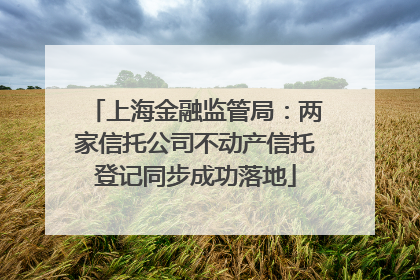 上海金融监管局：两家信托公司不动产信托登记同步成功落地