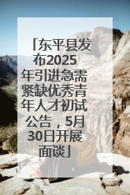 东平县发布2025年引进急需紧缺优秀青年人才初试公告，5月30日开展面谈