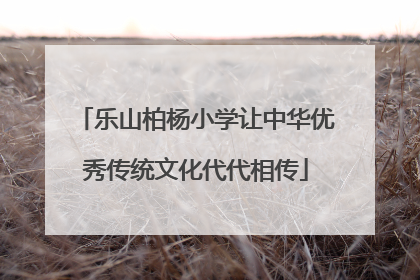 乐山柏杨小学让中华优秀传统文化代代相传