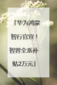 华为鸿蒙智行官宣！智界全系补贴2万元