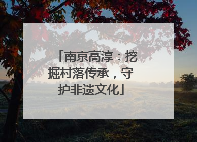 南京高淳：挖掘村落传承，守护非遗文化