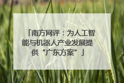 南方网评：为人工智能与机器人产业发展提供“广东方案”