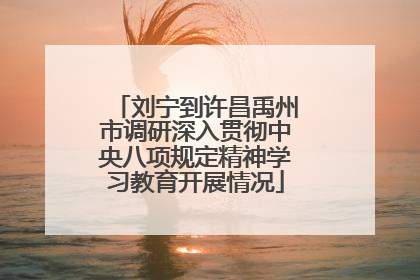 刘宁到许昌禹州市调研深入贯彻中央八项规定精神学习教育开展情况