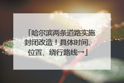 哈尔滨两条道路实施封闭改造！具体时间、位置、绕行路线→