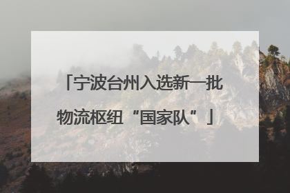 宁波台州入选新一批物流枢纽“国家队”