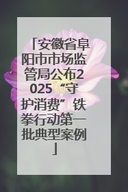 安徽省阜阳市市场监管局公布2025“守护消费”铁拳行动第一批典型案例