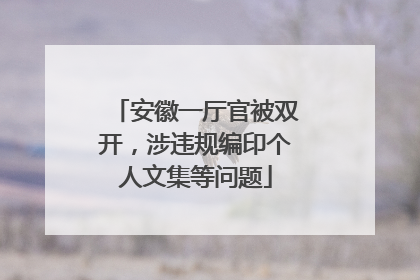 安徽一厅官被双开，涉违规编印个人文集等问题