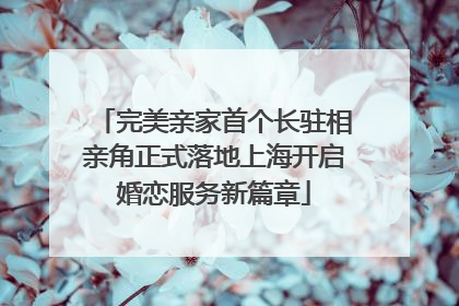 完美亲家首个长驻相亲角正式落地上海开启婚恋服务新篇章