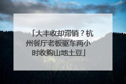 大丰收却滞销？杭州餐厅老板驱车两小时收购山地土豆