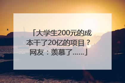 大学生200元的成本干了20亿的项目？网友：羡慕了……