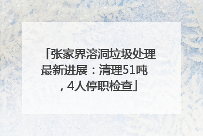 张家界溶洞垃圾处理最新进展：清理51吨，4人停职检查
