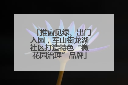 推窗见绿、出门入园，军山街龙湖社区打造特色“微花园治理”品牌