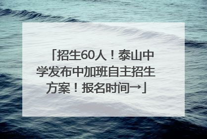 招生60人！泰山中学发布中加班自主招生方案！报名时间→
