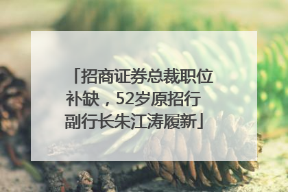 招商证券总裁职位补缺，52岁原招行副行长朱江涛履新