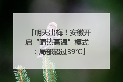 明天出梅！安徽开启“晴热高温”模式：局部超过39℃