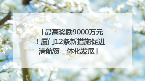 最高奖励9000万元！厦门12条新措施促进港航贸一体化发展