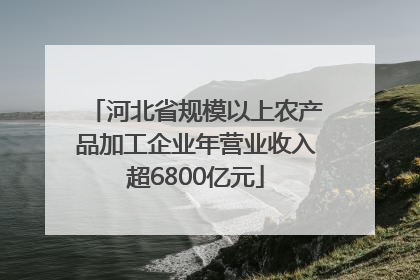 河北省规模以上农产品加工企业年营业收入超6800亿元