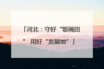 河北：守好“饭碗田” 用好“发展地”