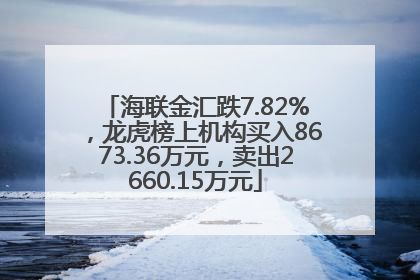海联金汇跌7.82%，龙虎榜上机构买入8673.36万元，卖出2660.15万元