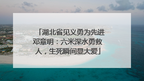 湖北省见义勇为先进邓章明：六米深水勇救人，生死瞬间显大爱
