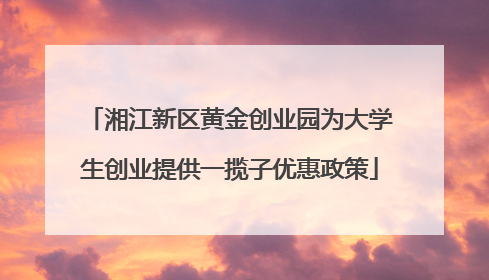 湘江新区黄金创业园为大学生创业提供一揽子优惠政策