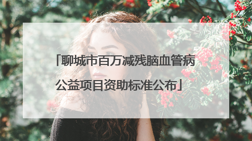 聊城市百万减残脑血管病公益项目资助标准公布