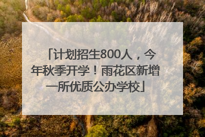 计划招生800人，今年秋季开学！雨花区新增一所优质公办学校