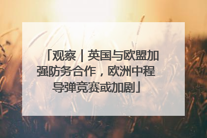 观察｜英国与欧盟加强防务合作，欧洲中程导弹竞赛或加剧