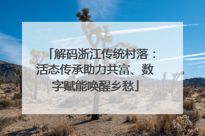 解码浙江传统村落：活态传承助力共富、数字赋能唤醒乡愁