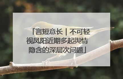 言短意长｜不可轻视凤阳近期多起舆情隐含的深层次问题