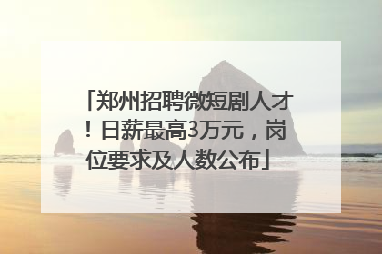 郑州招聘微短剧人才！日薪最高3万元，岗位要求及人数公布