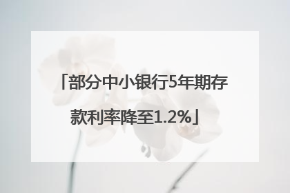 部分中小银行5年期存款利率降至1.2%