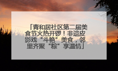 青和居社区第二届美食节火热开锣！非遗皮影戏“斗艳”美食，邻里齐聚“粽”享温情