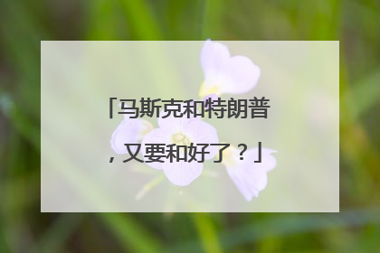 马斯克和特朗普，又要和好了？