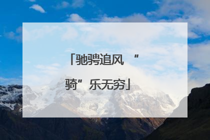 驰骋追风 “骑”乐无穷