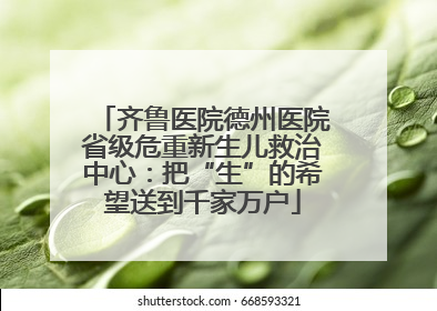 齐鲁医院德州医院省级危重新生儿救治中心：把“生”的希望送到千家万户