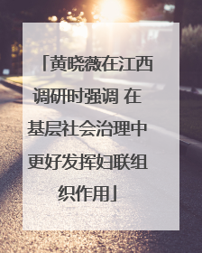 黄晓薇在江西调研时强调 在基层社会治理中更好发挥妇联组织作用