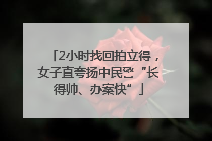 2小时找回拍立得，女子直夸扬中民警“长得帅、办案快”