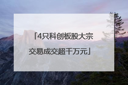 4只科创板股大宗交易成交超千万元