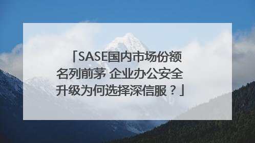 SASE国内市场份额名列前茅 企业办公安全升级为何选择深信服？